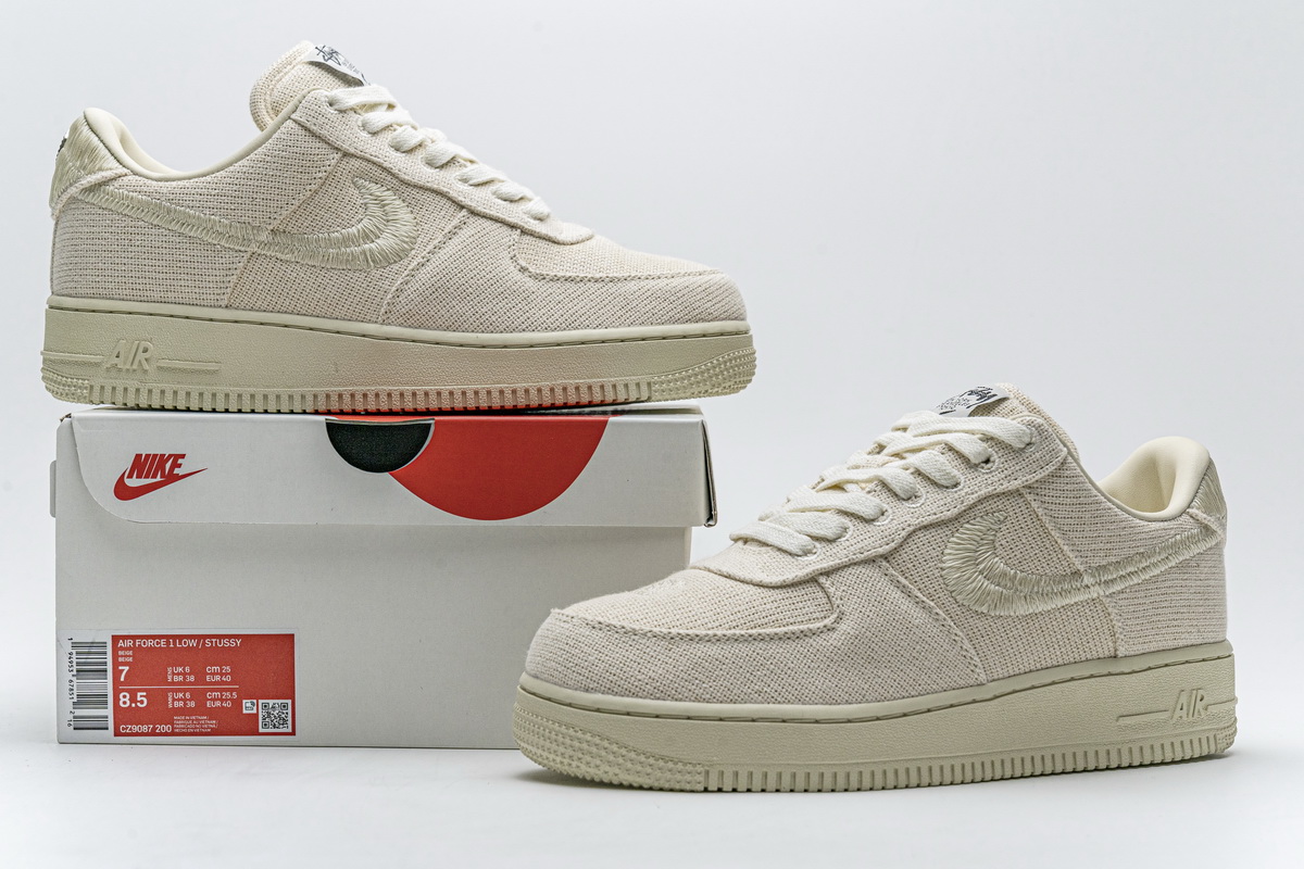 Cz9084 200 Stussy X Nike Air Force 1 Low Fossil Stone 7 - kickbulk.cc